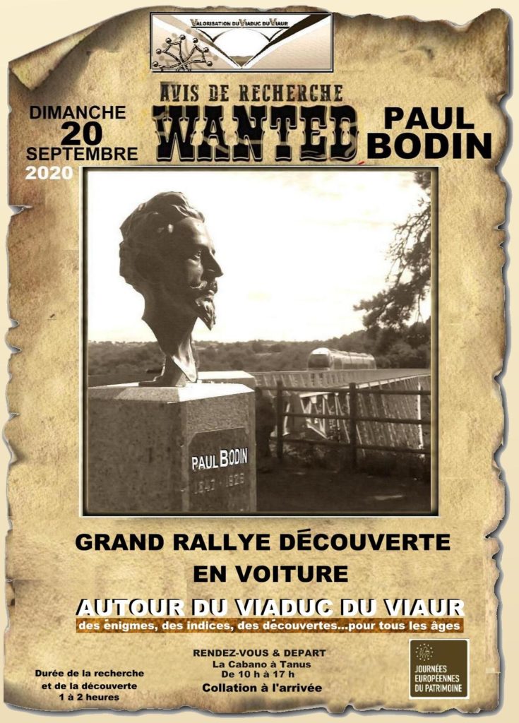 affiche du grand rallye découverte autour du Viaduc dViaur le 20 septembre 2020